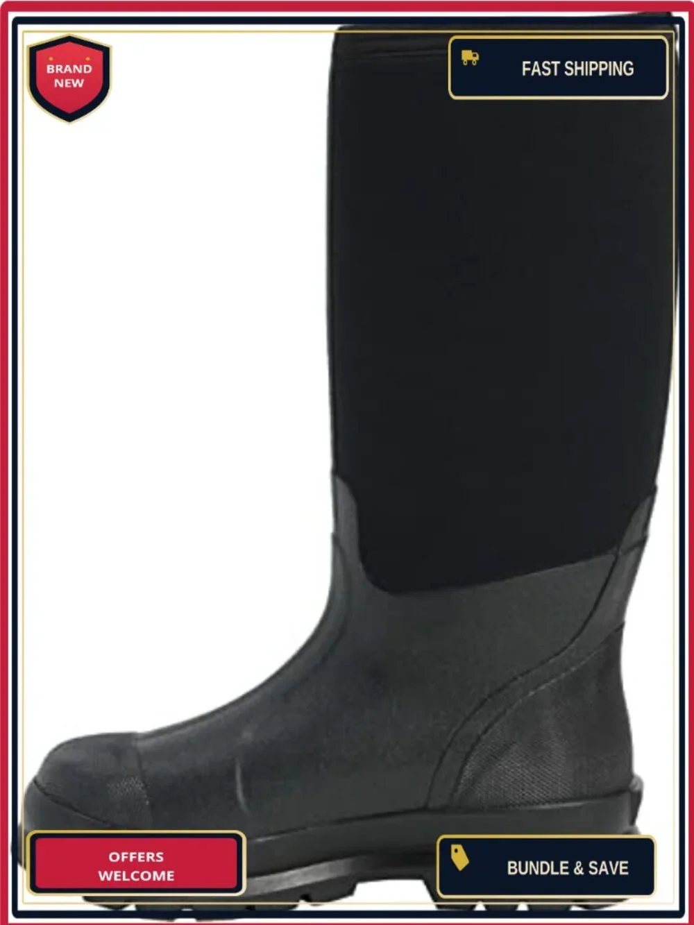 Water Resistant Neoprene Pull-On Work Boot Mid-Calf